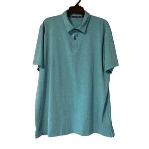 Public Rec Mens 2XL Teal Heathered Performance Polo Shirt Pima‎ Cotton Tencel